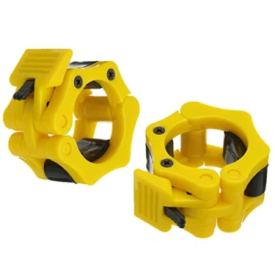 Image of Barbell Clamps Olympic Spinlock Collars Dumbbell Clips Weight Lifting Bar Lock Quick Release Professional Buckle 1 Pair for Gym Exercise Fitness Body Building 50 mm (Yellow)