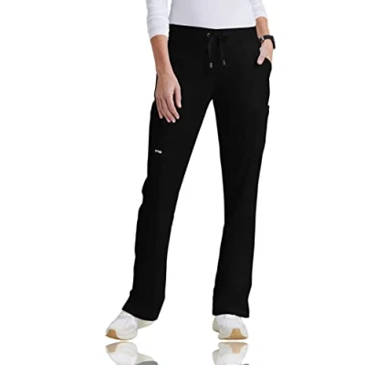 Image of BARCO Grey&#039;s Anatomy Scrubs Mia Scrub Pant for Women, Elastic Back Waist, Mid Rise Shaped Leg Women&#039;s Pant, Black, X S Tall