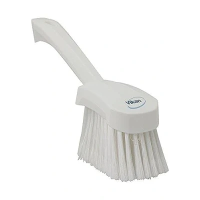 Image of Vikan 41945 Soft/Split Bristles, Washing / Sweeping, Hand Brush, Short Handle, 270mm (White)