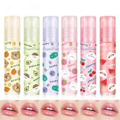 Image of Rollerball Lip Oil Set, Moisturizing and Nourishing Lips Light Oil,6Pcs Fruit Scents Vegan Gloss Non Toxic