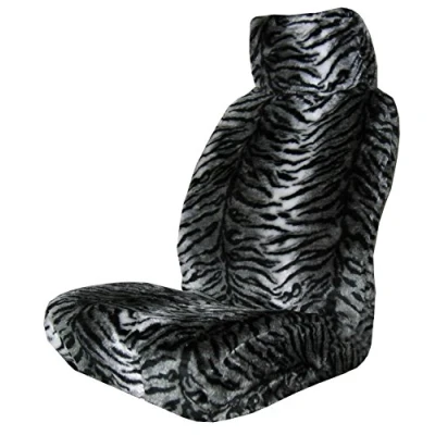 Image of WHITE TIGER FAUX FUR CAR SEAT COVERS (FRONT PAIR)