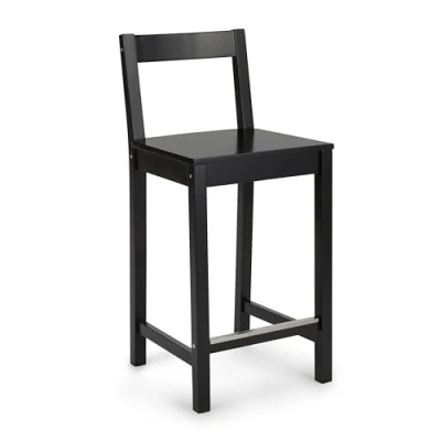 Image of Amazon Basics Wooden Bar Stool with Backrest, Black, 1 Unit