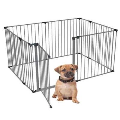 Image of Bettacare Pet Pen, 105cm x 144cm, Grey, 70cm High, Dog Pen for Pets, Dogs and Puppies, Playpen suitable Indoor Outdoor use, Easy Installation