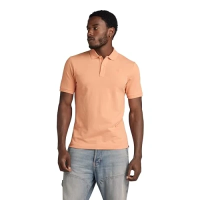 Image of G STAR RAW Men&#039;s Dunda Slim Polo Polos, Orange (peach bloom D11595 5864 G280), XXL