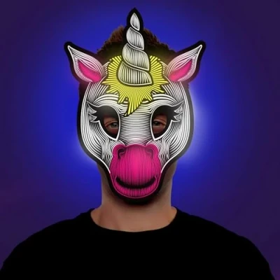 Image of Morph Screaming Light Up Unicorn Demon Halloween LED Mask for Adults One Size