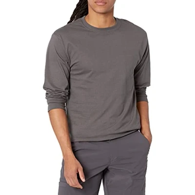 Image of Hanes Men&#039;s Beefy Long Sleeve Shirt, Smoke Gray, L