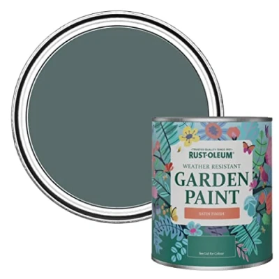 Image of Rust Oleum Green Mould Resistant Garden Paint In Satin Finish Deep Sea 750ml