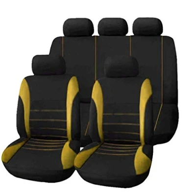 Image of HotYou Classic Car Seat Covers Set Front &amp; Rear complete with headrest Covers,Removable and washable,Yellow