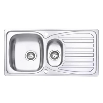 Image of JASSFERRY Premium Kitchen Sink Stainless Steel 1.5 Bowl 970 x 500 mm Inset Reversible Drainer &amp; Strainer Waste Pipes Clips