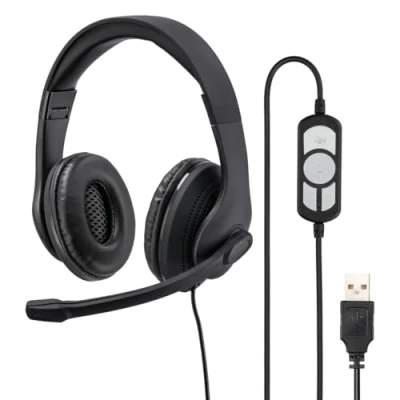 Image of Hama HS USB300 PC Office Headset, USB, Stereo, Black