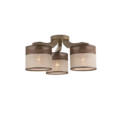 Image of Andrea Multi Arm Semi Flush Ceiling Light, Fabric Shade, Sonoma, 3x E27