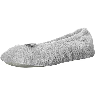 Image of ISOTONER Women’s Chevron Microterry Ballerina Slippers, Light Grey, X Large/9.5 10.5 M US
