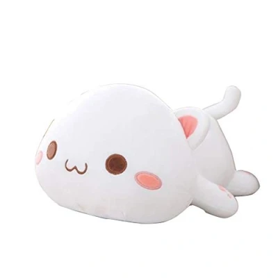 Image of OUKEYI Cute Kitten Plush Toy Cat Hugging Pillow Stuffed Animals Soft White12
