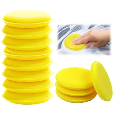 Image of 12 Pcs Polish Soft Foam Applicator Pads,Car Polishing Pads,Soft Round Car Wash Cleaning Sponge,Practical Sponge Wax for Clean Vehicle Auto Glass (Yellow)