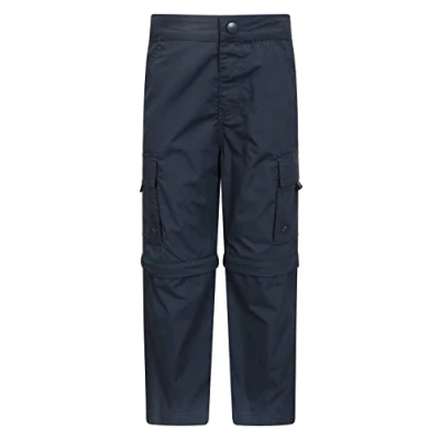 Image of Mountain Warehouse Active Kids Convertible Trousers Shrink &amp; Fade Resistant Childrens Trousers, Fast Dry, Zip Off Casual Bottoms for Spring Summer, Camping, Travelling Navy Size 5 6 Years
