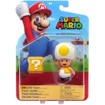 Image of World of Nintendo Super Mario 4 Inch Action Figure + Accessory Toad in Yellow Question Mark