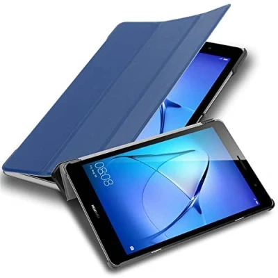Image of Cadorabo Tablet Case works with Huawei MediaPad T3 8 (8.0&quot; Zoll) in JERSEY DARK BLUE Ultra Thin Book Style Protection Cover made of Faux Leather WITHOUT Auto Wake Up Stand Function
