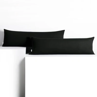 Image of DecoKing 2 x Pillowcases 20 120 cm Jersey Cotton Zip Black Amber