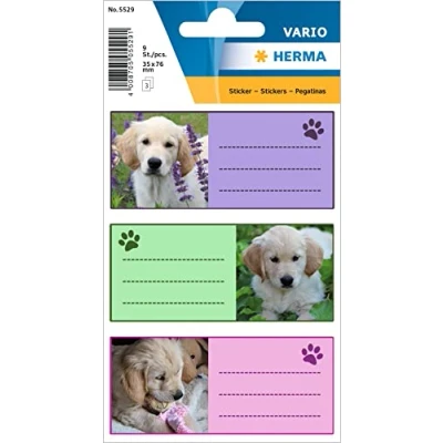 Image of Herma 5529 Name Labels for School Stapler, Dog Motif 7 x 6 3, 5 cm/Capacity: 9