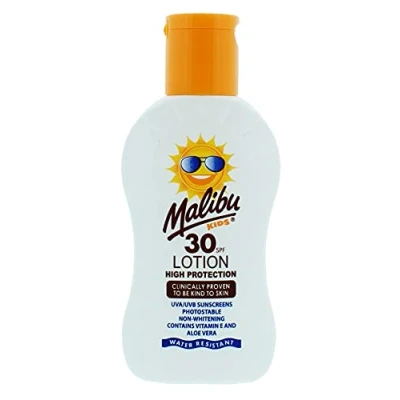 Image of Malibu Kids SPF 30 Lotion, High Protection Sun Cream, Water Resistant, Vitamin E and Aloe Vera Enriched, 100ml
