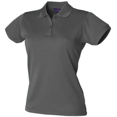 Image of Henbury Womens/Ladies Coolplus® Fitted Polo Shirt (L) (Charcoal Grey)