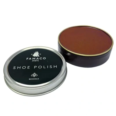 Image of Famaco Light Brown Shoe Polish Tin 50ml Polishing Cloth