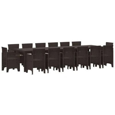Image of Vidaxl Garden Dining Set 15 pcs Brown 14 Seater Poly Rattan