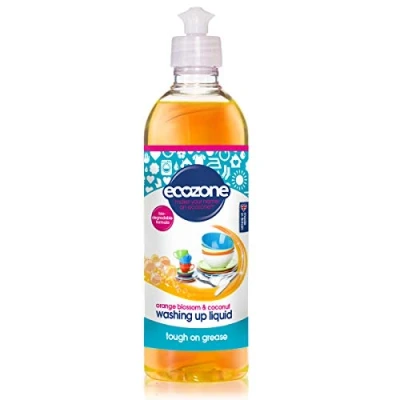 Image of Ecozone Orange &amp; Blossom Coconut Washing Up Liquid, Tough on Grease, Gentle Dish Formula made with Natural Plant Based Ingredients, Vegan Friendly Kitchen Detergent (500ml Bottle)