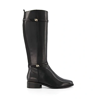 Image of Dune London Womens TAP Double Buckle Knee High Riding Boots Black Leather (archived) Size UK 3
