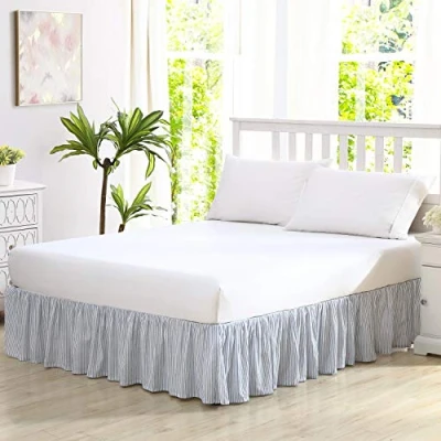 Image of Laura Ashley Home Cotton Ruffled Bedskirt, Lightweight Decor with Classic Style (Blue, Full)