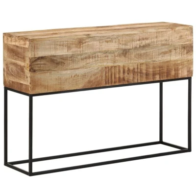 Image of vidaXL Console Table 110x30x75 cm Solid Wood Rough Mango and Iron