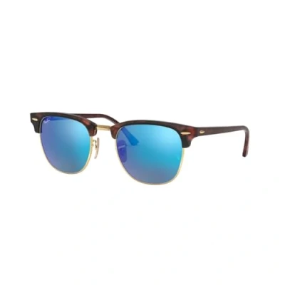 Image of Ray Ban 0RB3016 Clubmaster Sunglasses, Women&#039;s, Size: 49, Brown/blue