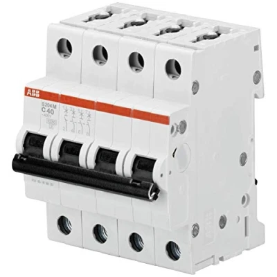 Image of ABB S204M C63 Miniature Circuit Breaker, 4 Pole, Type C, 10/15kA Breaking Capacity, 63 Amp Current (2CDS274001R0634)