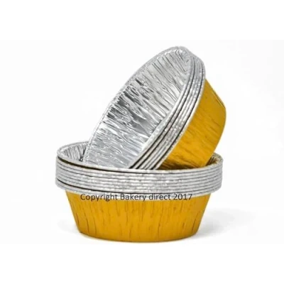 Image of Bakery Direct 130 Round Gold Pukka Pie foils/Dishes