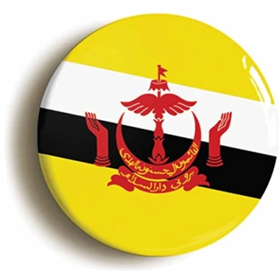 Image of Brunei National Flag Fridge Magnet (Circular 2inch / 50mm Diameter)