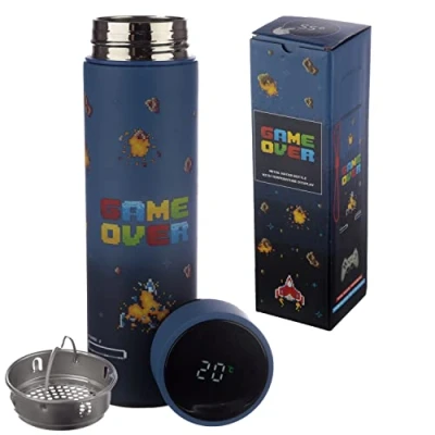 Image of Puckator Game Over Stainless Steel Insulated Bottle with Digital Thermometer