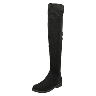 Image of Spot On Ladies Flat Knee High Boots Black Microfibre UK Size 3 EU 36 US 5