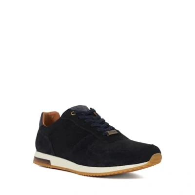Image of Dune Mens Trilogy Wide Fit Lace Up Runner Trainers Size UK 9 Flat Heel Suede Navy