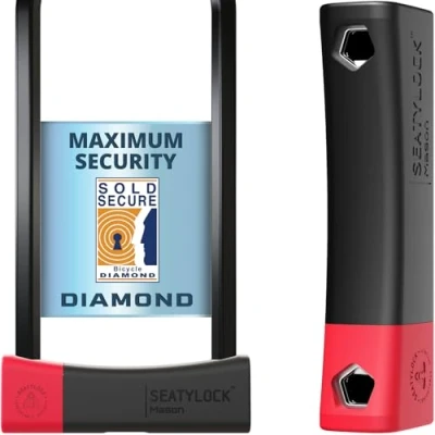 Image of SeatyLock Mason Bike U Lock Patented Heavy Duty Anti Theft Sold Secure Diamond Rated ULock High Security Bicycle with Key D for City Electic or Mountain Bikes and Scooters (30 CM)
