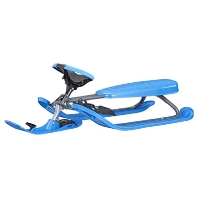 Image of STIGA Snowracer Curve Snow Sledge with Steering Wheel and Brakes for Children from 7 Years Old Blue/Grey