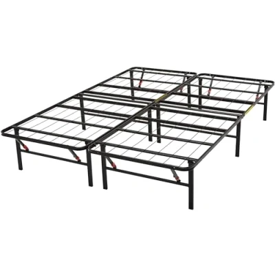 Image of Amazon Basics Foldable Platform Bed Frame Tool Free Assembly Under Storage, Black, Single bed, 190 L x 135 W 35.5 H cm