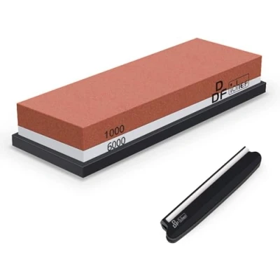 Image of Sharpening Stone, DDF IohEF Whetstone grit 1000/6000, Professional 2 in 1 Double Sided Knife Sharpener with Non Slip Silicone Base and Angle Guide