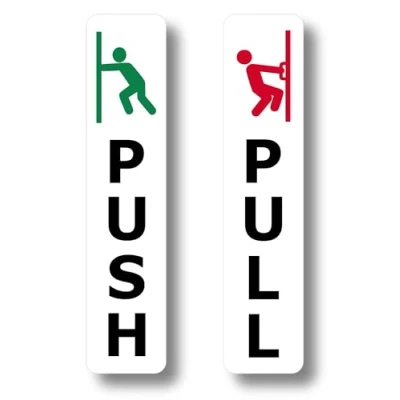 Image of Self Adhesive Push Pull Signs High Strength Aluminium Door Labels 180mm x 40mm Ideal for Offices, Shops, and Business Facilities Easy Install, Bold &amp; Clear Design