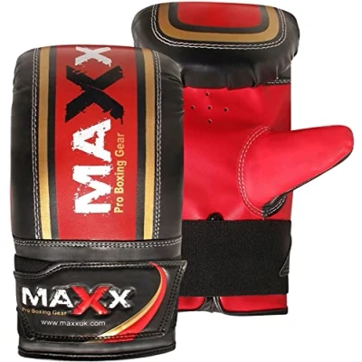 Image of MAXX Punch bag Gel Mitts Boxing Gloves Grappling 4 Colours (One Size, Black Red)