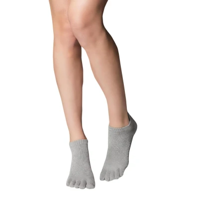 Image of 1 Pair Heather Grey Full Toe Organic Cotton Low Rise Yoga Socks Ladies 9 10.5 Unisex ToeSox