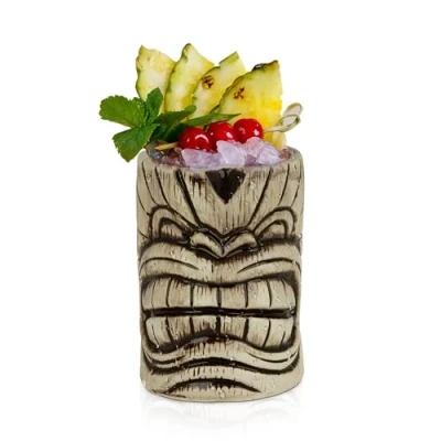 Image of We Can Source It Ltd Toscano Kanaloa Tiki Mug for Cocktails Light and Coffee Brown Ceramic Pubs Bars 450ml