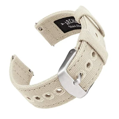 Image of Archer Watch Straps Canvas Quick Release Replacement Bands (Alabaster, 20mm)
