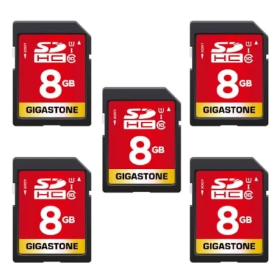 Image of Gigastone 8GB SDHC Memory Card, Pack of 5 Cards, High Speed for Storing Photos, Videos, Music, Voice Files, Camcorder, Camera, Recorder, PC, Mac, Class 10