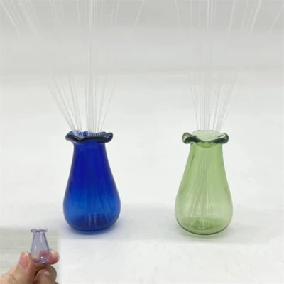 Image of 2Pcs Cat Whisker Vase, Mini Vase for Whiskers, Miniature Tiny Decor, Clear (Blue+Light Green)
