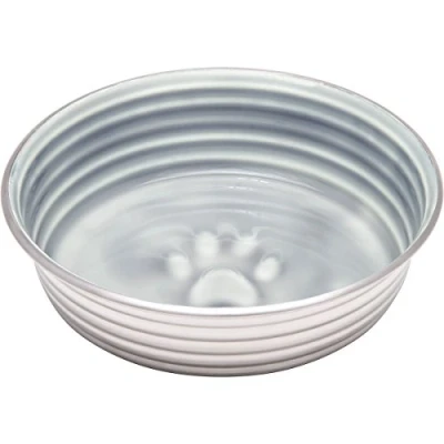 Image of Loving Pets Le Bol Glazed Interior Stainless Steel Dog Bowl Non Slip Dishwasher Safe Durable Pet Dish Parisian Grey Medium (850 ml)